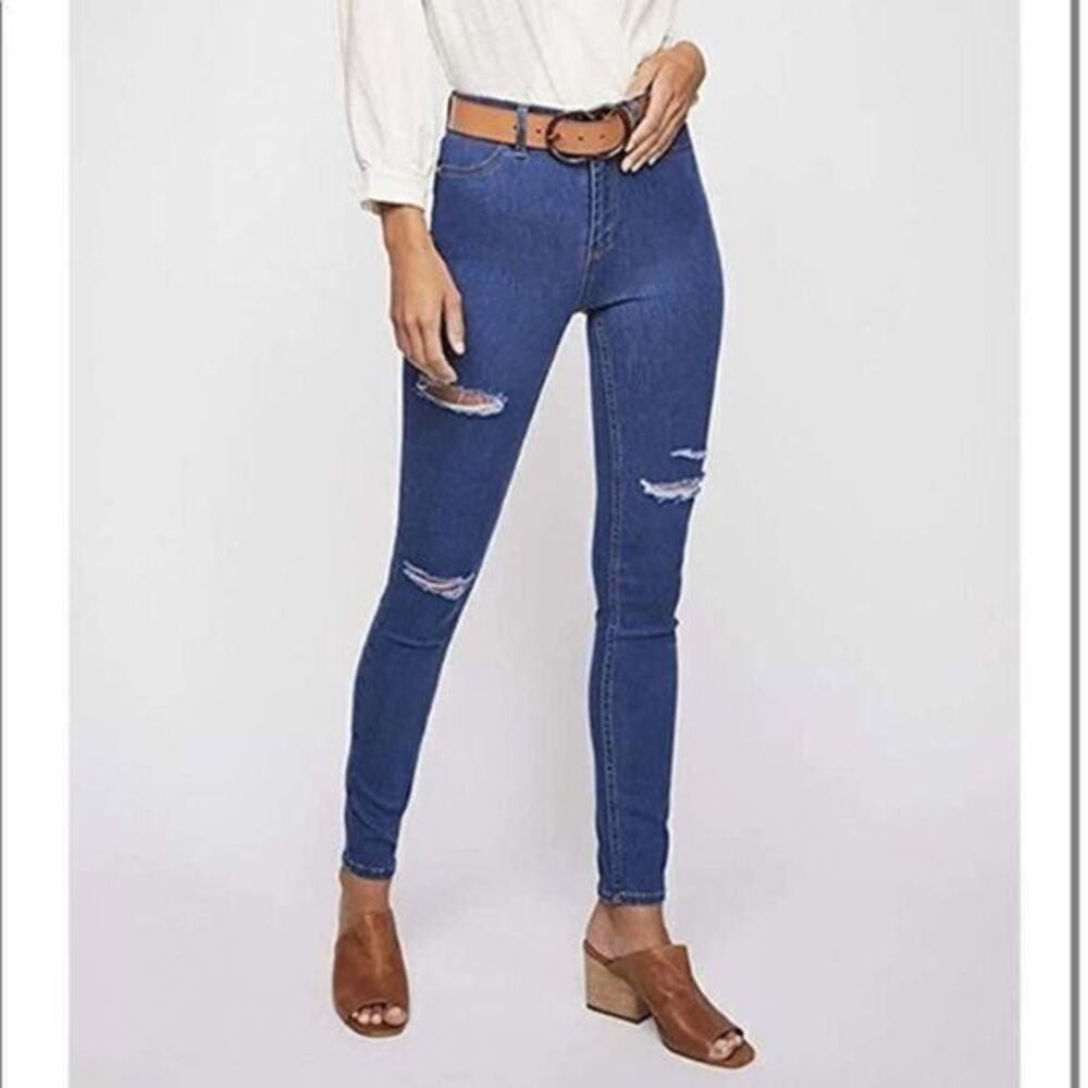 FREE PEOPLE Destroyed Long & Lean Skinny Jeans 29